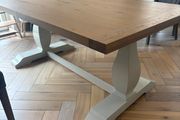 Solid Oak extendable dining table with Taupe legs
