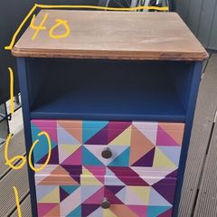 hand painted bed side locker