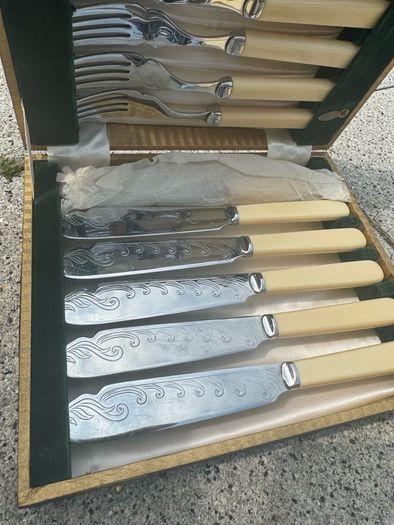 Cased set of fish knives & forks