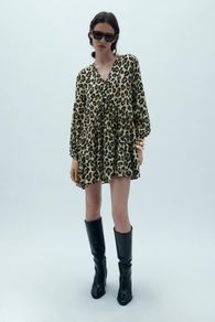 ZARA cream printed dress Sz S (Fit 8UK) - Bnwt Rrp 59.99