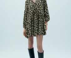 ZARA cream printed dress Sz S (Fit 8UK) - Bnwt Rrp 59.99