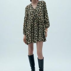 ZARA cream printed dress Sz S (Fit 8UK) - Bnwt Rrp 59.99