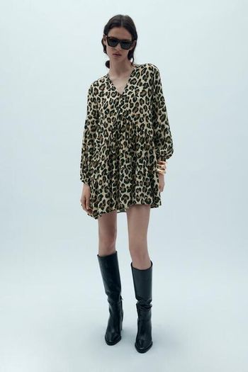 ZARA cream printed dress Sz S (Fit 8UK) - Bnwt Rrp 59.99