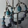 Bohemia Ombre Blue Hues Beaded Hoop Pendulum Earrings Image 3