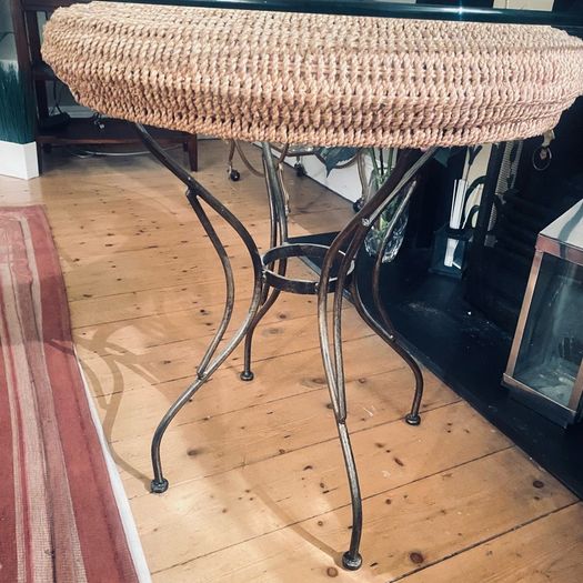 Coffee table with glass top and two matching occasional tables