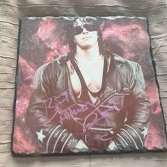 1/1 slate autographed by Wrestling Legend Bret Hart
