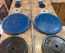 100kg Lifetime Gym Metal Weights Set And 7kg Solid Steel Barbell!