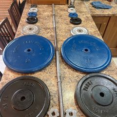 100kg Lifetime Gym Metal Weights Set And 7kg Solid Steel Barbell!