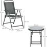 Garden Bistro Set, 3 Pieces Table and Chairs Set, Outdoor Garden Furniture with Foldable Breathable Mesh Fabric Armchairs & Glass Top Coffee Table, Dark Grey Image 7