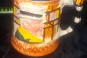 A Beautiful Old Collectable Ceramic tankard featuring characters from Charles Dickens novels Sam Weller and Sairey Gamp