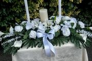 White Wedding Unity Candle Arrangement
