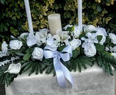 White Wedding Unity Candle Arrangement