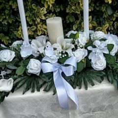 White Wedding Unity Candle Arrangement