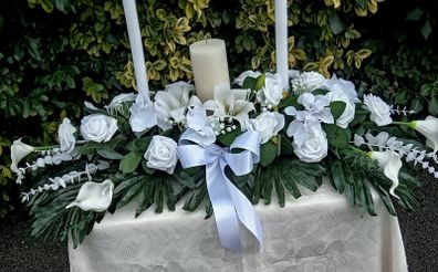 White Wedding Unity Candle Arrangement