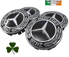 4x Mercedes Benz New Black Alloy Wheel Centre Caps 75mm Hub Badges Emblem Set