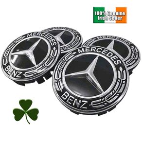4x Mercedes Benz New Black Alloy Wheel Centre Caps 75mm Hub Badges Emblem Set
