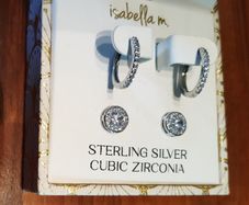 2 pairs Earrings Silver Cubic Zirconia