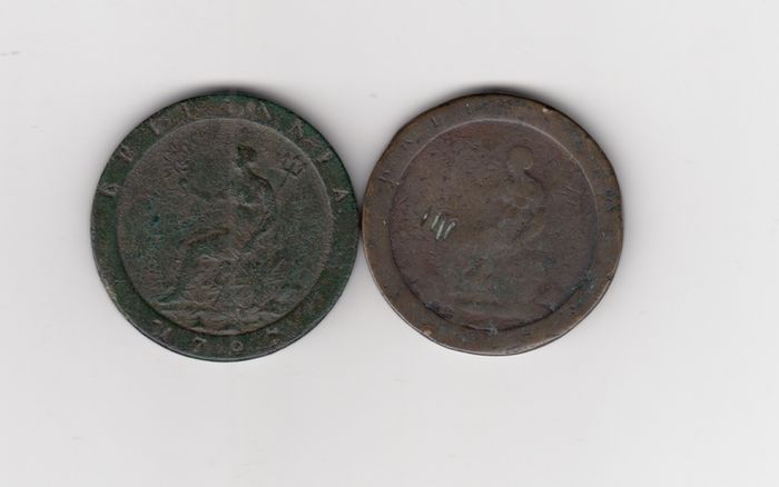 2 X  George III Large Bronze Cartwheel Penny Coins  (no.G15)
