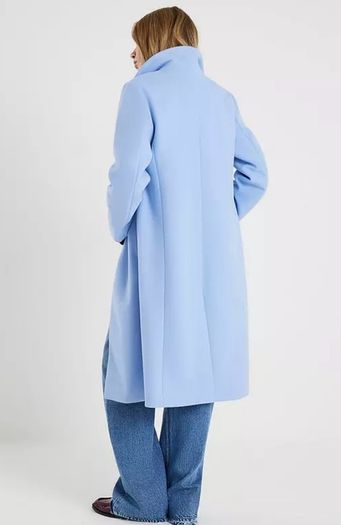 River Island Blue single breasted longline coat
