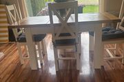 dinning room table and 4 chairs , glass for top of table