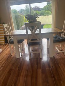 dinning room table and 4 chairs , glass for top of table
