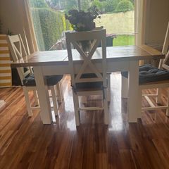 dinning room table and 4 chairs , glass for top of table