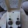 Moon and stars earrings, Handmade crystal jewellery, Pewter, Sterling Silver , Black Obsidian stars, Crystal healing Image 2