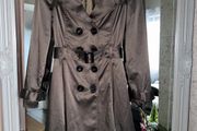 Jane Norman Size 8 Khaki Fitted Flared Trench Coat