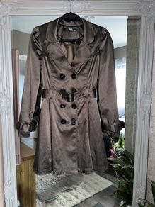Jane Norman Size 8 Khaki Fitted Flared Trench Coat