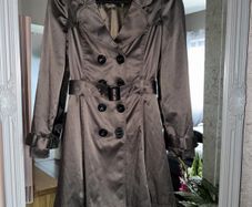 Jane Norman Size 8 Khaki Fitted Flared Trench Coat