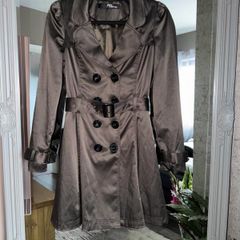 Jane Norman Size 8 Khaki Fitted Flared Trench Coat