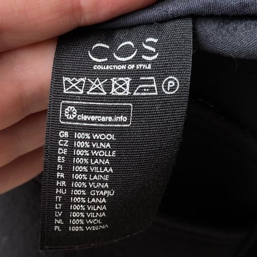 COS 100% Boiled Wool Cocoon Zip Jacket Coat - Black