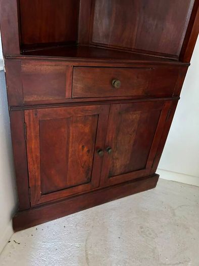 Pair of Premium Vintage Solid Wood Corner Bookcases