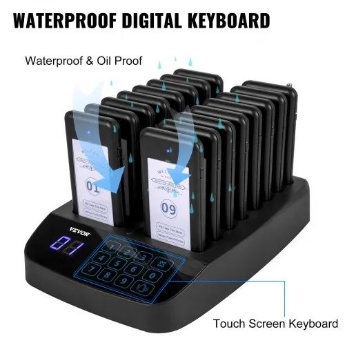 Restaurant Pager 16 Coasters Paging System Max 98 Nursery Pager Wireless Paging Queuing Calling System Touch Screen with Vibration, Flashing and Buzzer for Social Distance Hotels and Cafes