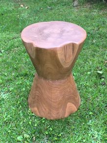 Solid Suar Wood Boho Hourglass Side Table / Stool