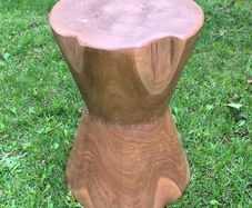 Solid Suar Wood Boho Hourglass Side Table / Stool