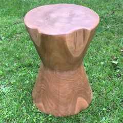 Solid Suar Wood Boho Hourglass Side Table / Stool