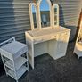 White Wicker Bedroom Vanity set Image 2