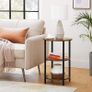 _Round 3 Tier Steel Side Table Easy Assembly for Living Room Bedroom Industrial Style Vintage Brown Black Image 3
