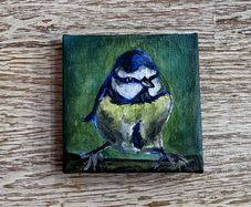 Blue Tit On A Branch - Original Painting