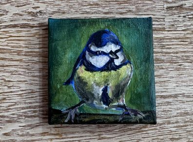 Blue Tit On A Branch - Original Painting