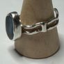 Handmade sterling silver wave ring with blue sea glass size T 1/2 Image 3