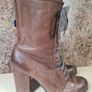 womens TOMMY HILFIGER brown leather high heel ankle boots Size Uk 6 EU 39 Image 2