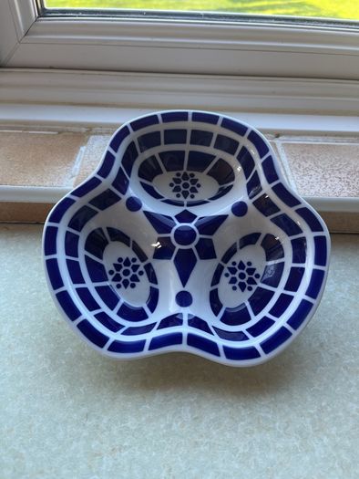 Sargadelos Fine Porcelain 3 section SauceDish
