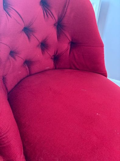 Vintage Red Velvet Button Back Boudoir Chair
