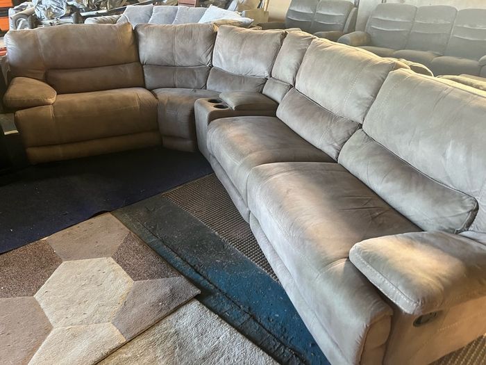 Beige corner recliner manual recliner sofa