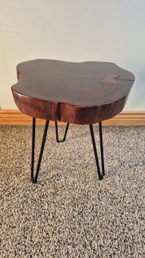 Rustic Live Edge Wood Side Table  Accent Table