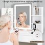 Dressing Table with LED Lighting, Adjustable Brightness, 2 USB Ports, Dressing Table Cosmetic Table with Mirror, 2 Drawers, 4 Open Shelves, Makeup Table for Bedroom, White Image 4