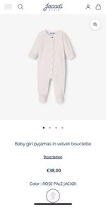 Jacadi Paris light pink velour all in one with petal edging detail Sz 0-3 mths very good condition