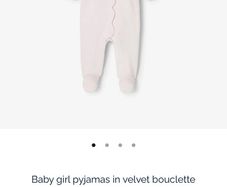 Jacadi Paris light pink velour all in one with petal edging detail Sz 0-3 mths very good condition